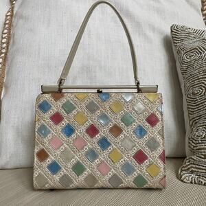 Vintage Stylecraft Miami Kisslock Frame Bag | 50s 60s Pastel Woven Rare